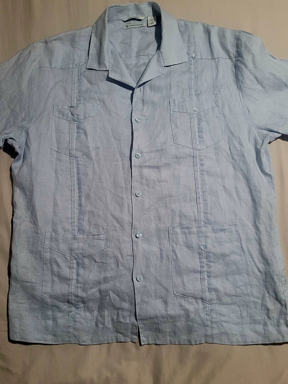 Cubavera Light Blue Men's Linen Button-Up Shirt  Size L